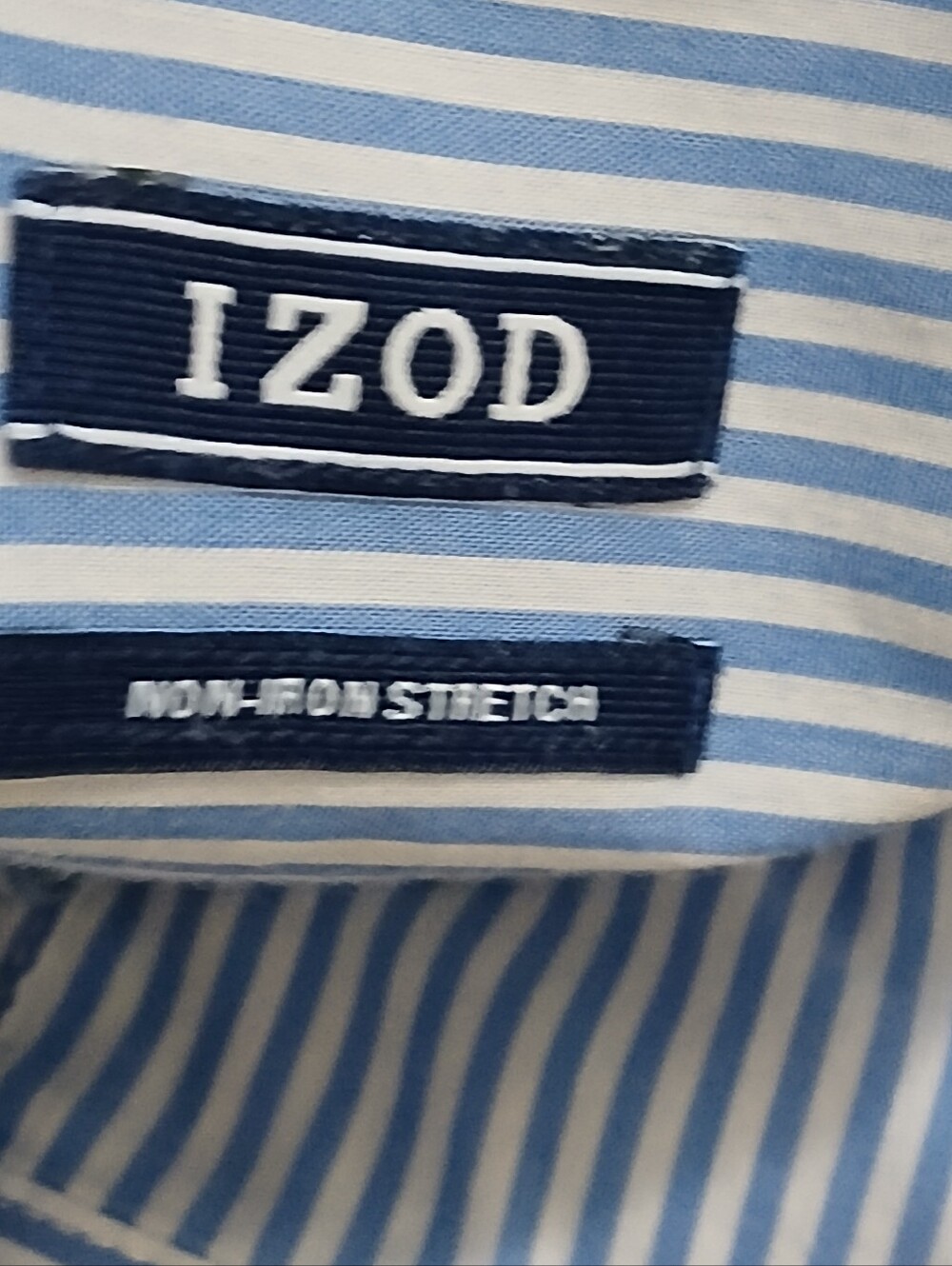 Izod Slim Fit Blue and White Striped Dress Shirt - Picture 4 of 5